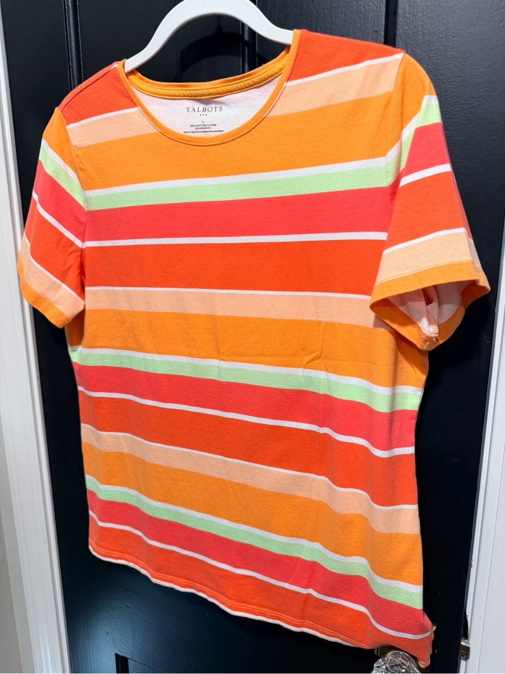 Talbots Orange Multi-Stripe Short Sleeve Tee